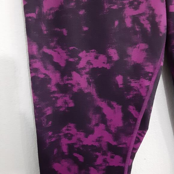 Lululemon Wunder Under Crop II Leggings Black Magenta Marble Womens 10 Low Rise - Picture 3 of 11
